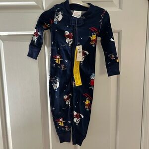 Hanna Andersson Navy Blue Kids Footie Winter SportCharacters 100% Organic Cotton